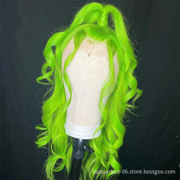 Customized virgin hair wigs full lace frontal 100% natural human hair wigs for women color straight full hd lace front green wig